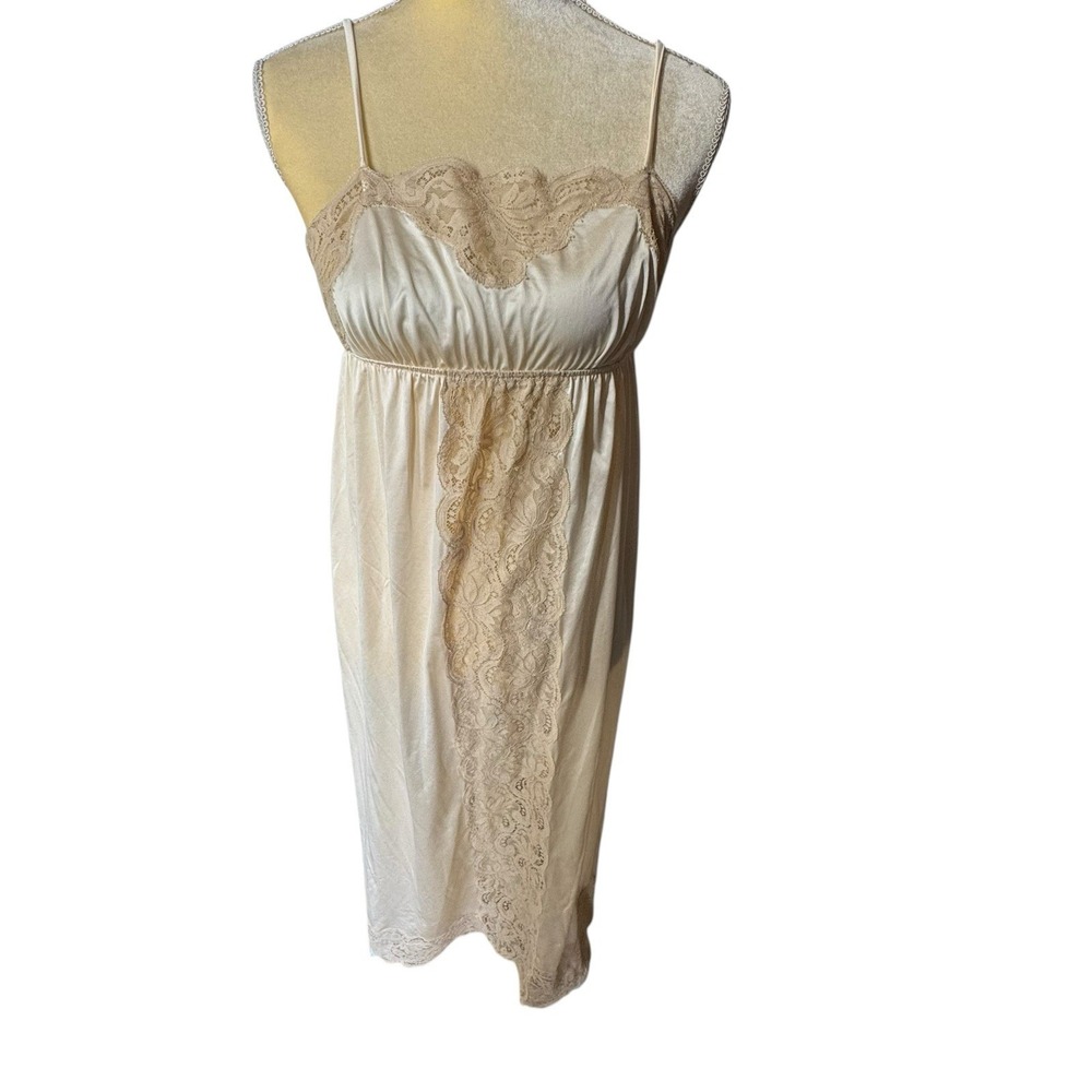 VTG Slip Nylon Full LACE Gown 38" Spaghetti‎ Strap